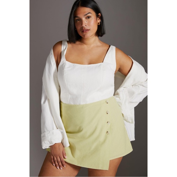 Anthropologie- Button Wrap Mini Skort - Picture 5 of 8